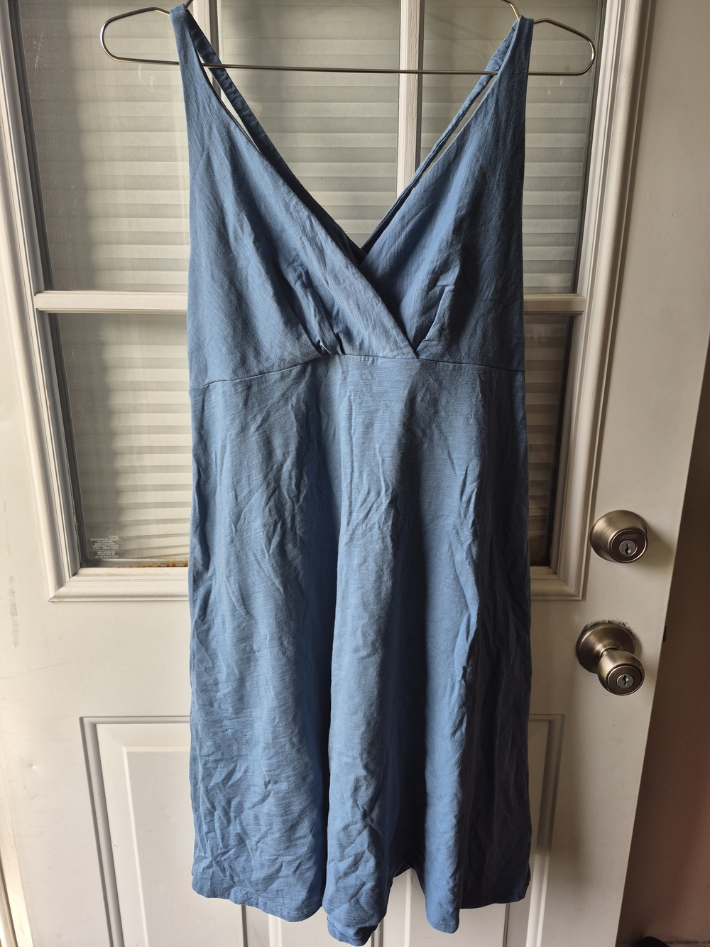 Patagonia Organic Cotton Dusty Blue V-Neck Midi Dress